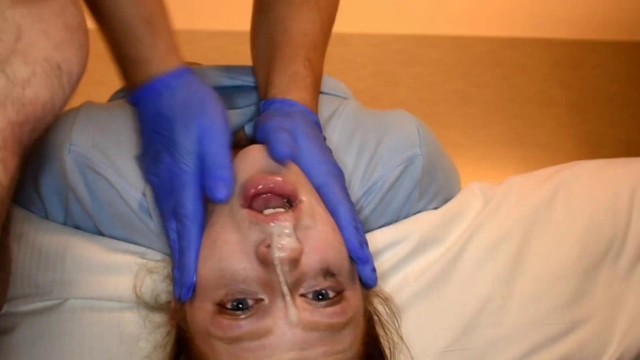 Melody Marks 18 year old gives eye watering gag inducing deepthroat blowjob to dirty old man Joe Jon on first porn audition