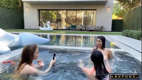 ANGELA WHITE Busty Bikini Threesome with Violet Myers and Lena Paul Angela White