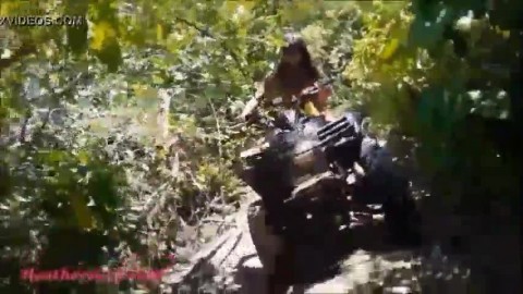 Thai teen heather goes atving in paradise and gets huge throatpie in quad