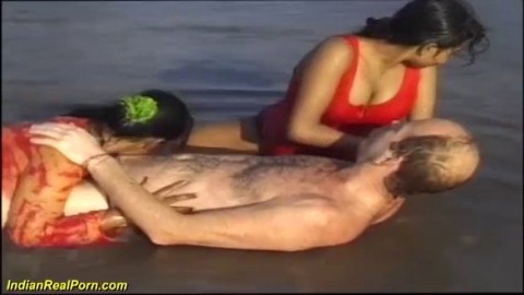 wild threesome indian beach fun