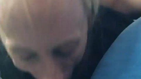 Lunch blowjob in car from skinny slut