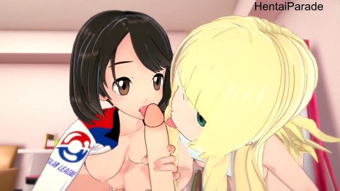 Threesome Lillie x Gloria Pokemon Hentai Uncensored