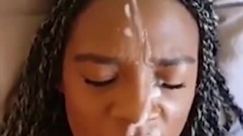 Ebony Girl Gets Facialized - POV