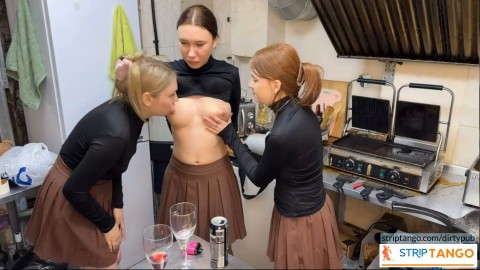 Get Closer Than Ever: Real-Time Chat That Feels Almost Tangible! These lesbians are working in a cafe. But what they do behind c